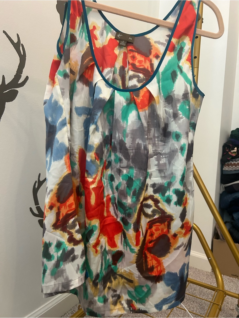 Anthropologie Abstract Scoop-Neck Tank in Multicolor Brushstroke Print